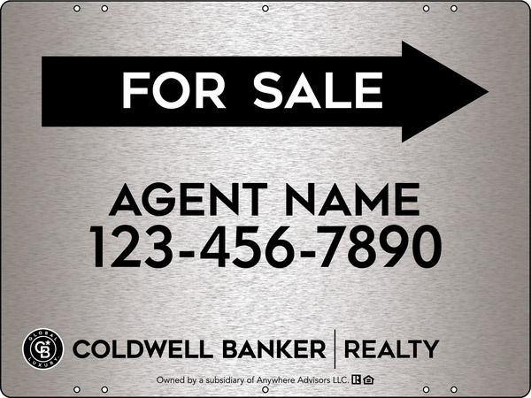 Directional Agent For Sale Sign Panel, 18h x 24w, 3MM Brushed Aluminum Composite