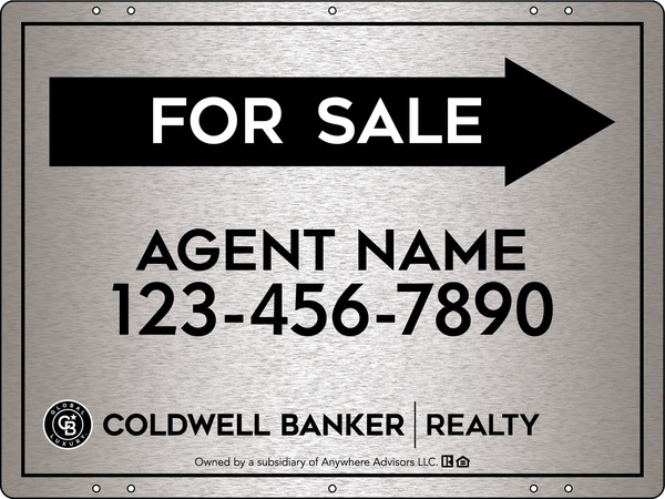 Directional Agent For Sale Sign Panel, 18h x 24w, 3MM Brushed Aluminum Composite