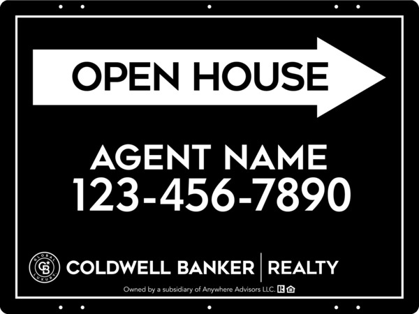Directional Agent Open House Sign Panel, 18h x 24w, Steel