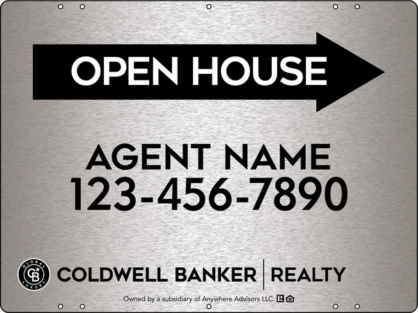 Directional Agent Open House Sign Panel, 18h x 24w, 3MM Brushed Aluminum Composite