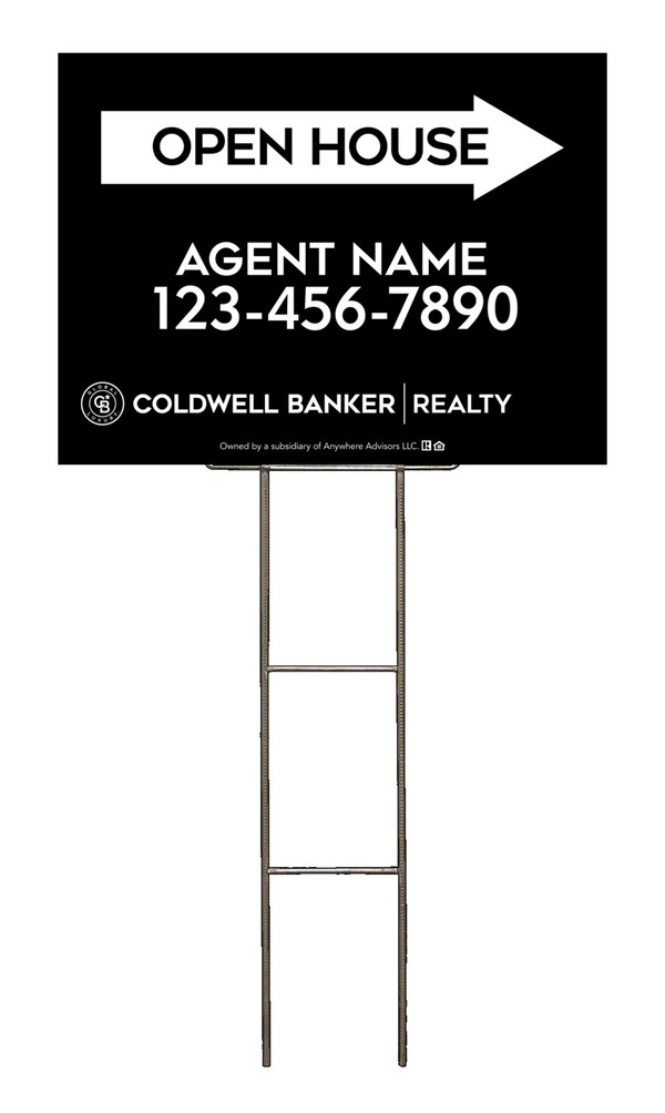 Wire H-Stake and Agent Open House Sign Panel Unit, 18h x 24w, 4mm Corrugated