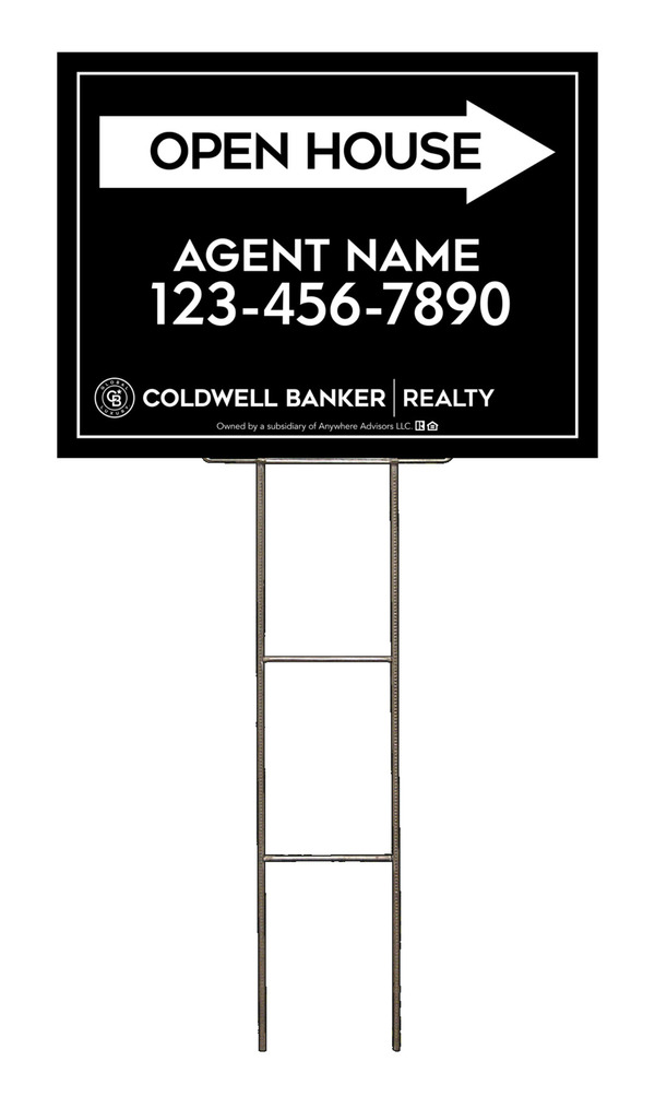 Wire H-Stake and Agent Open House Sign Panel Unit, 18h x 24w, 4mm Corrugated