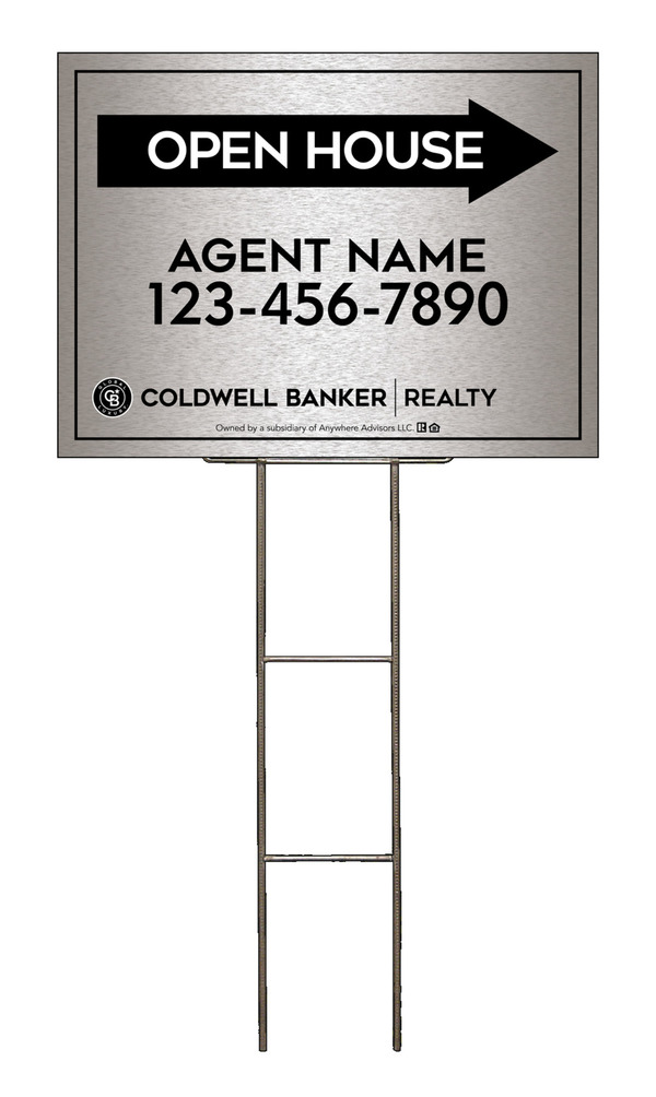 Wire H-Stake and Agent Open House Sign Panel Unit, 18h x 24w, 4mm Corrugated