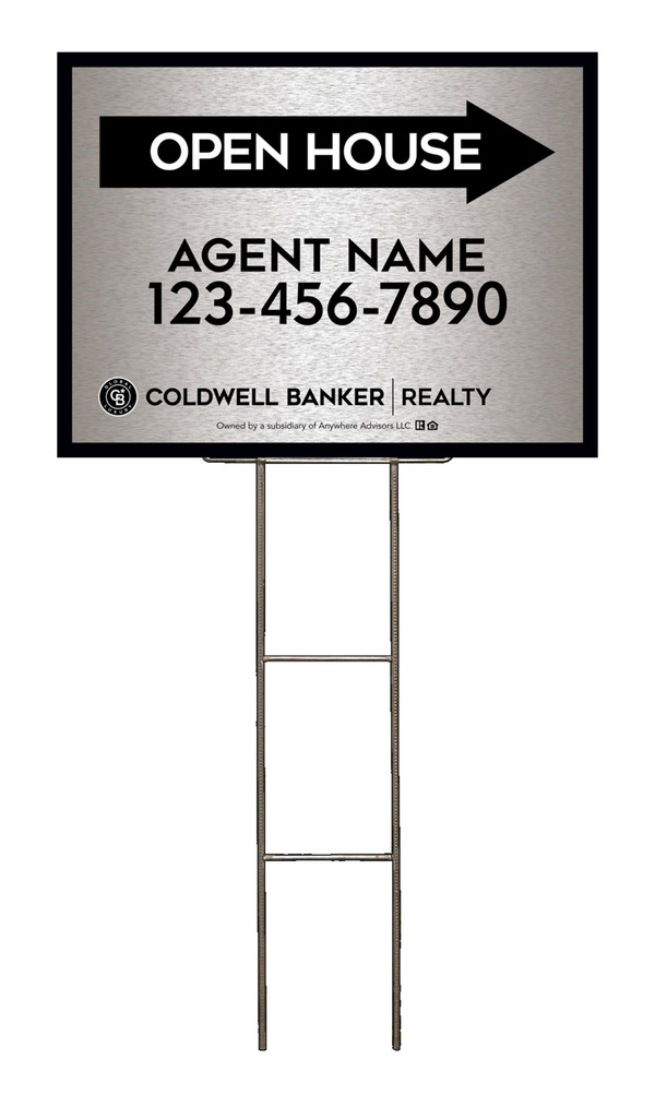 Wire H-Stake and Agent Open House Sign Panel Unit, 18h x 24w, 4mm Corrugated