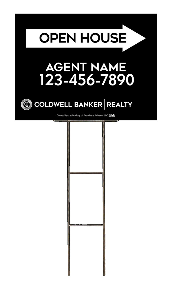 Wire H-Stake and Agent Open House Sign Panel Unit, 18h x 24w, 4mm Corrugated