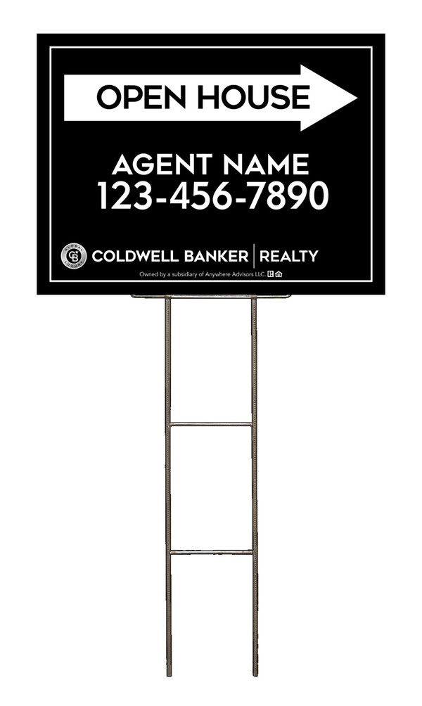 Wire H-Stake and Agent Open House Sign Panel Unit, 18h x 24w, 4mm Corrugated