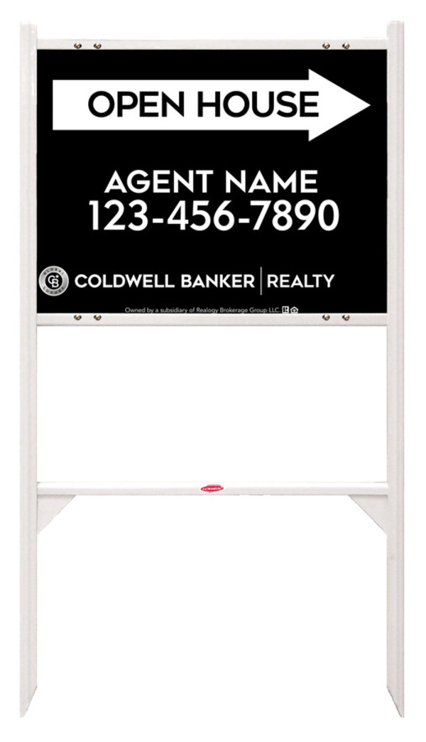 Angle Iron Frame and Agent Open House Sign Panel Unit, 18h x 24w, Steel
