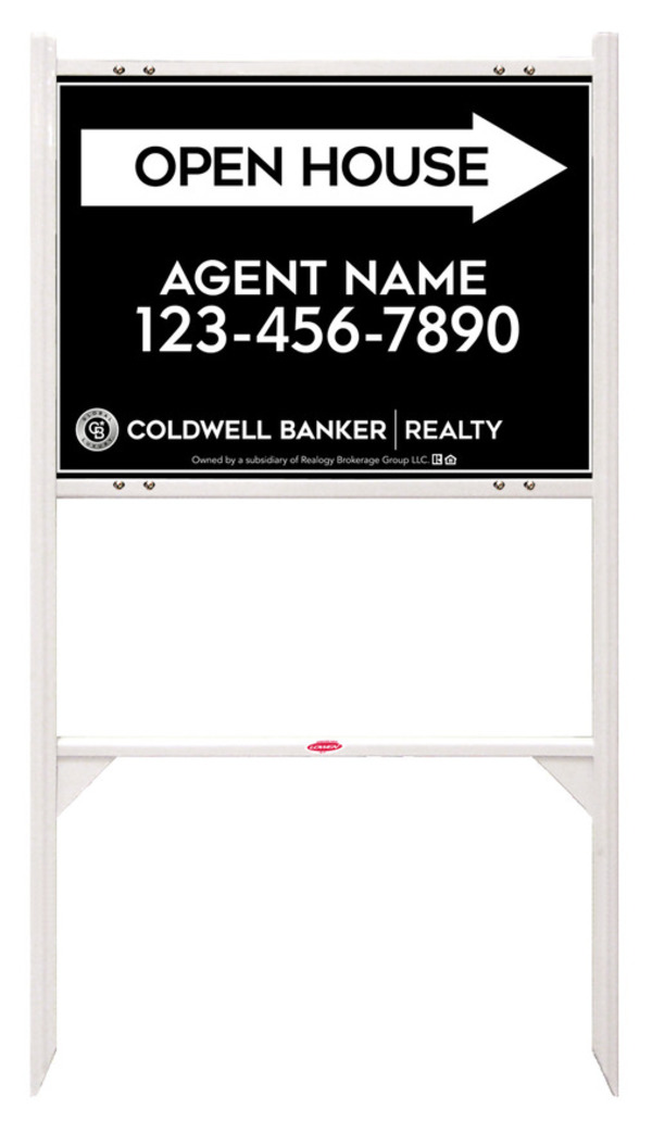 Angle Iron Frame and Agent Open House Sign Panel Unit, 18h x 24w, Steel
