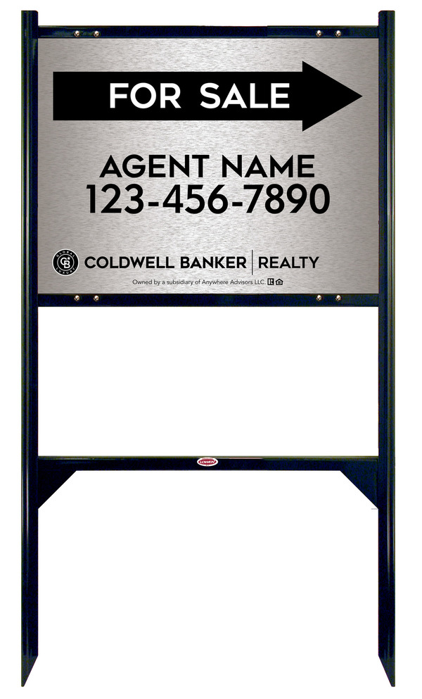 Angle Iron Frame and Agent For Sale Sign Panel Unit, 18h x 24w, Brushed Aluminum Composite