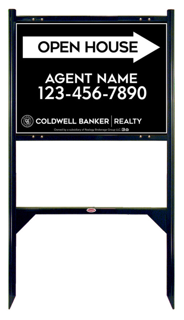 Angle Iron Frame and Agent Open House Sign Panel Unit, 18h x 24w, Steel