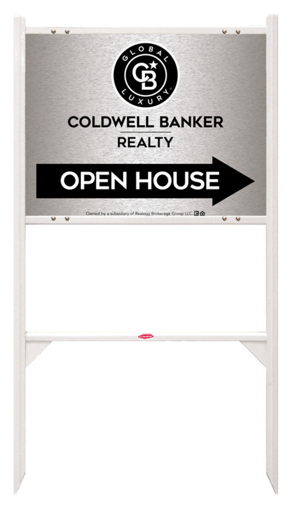 Angle Iron Frame and Office Open House Sign Panel Unit, 18h x 24w, Brushed Aluminum Composite