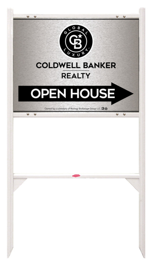 Angle Iron Frame and Office Open House Sign Panel Unit, 18h x 24w, Brushed Aluminum Composite