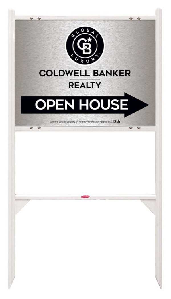 Angle Iron Frame and Office Open House Sign Panel Unit, 18h x 24w, Brushed Aluminum Composite