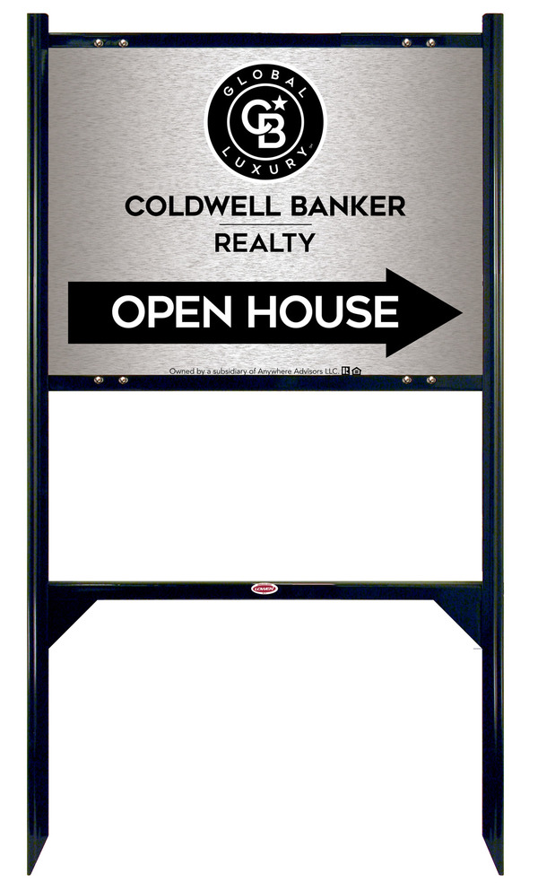 Angle Iron Frame and Office Open House Sign Panel Unit, 18h x 24w, Brushed Aluminum Composite