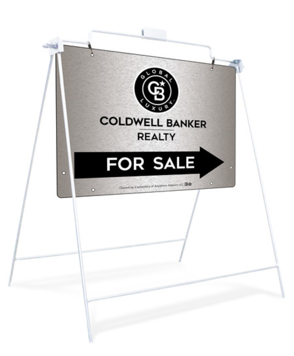 Swinging A-Frame and Office For Sale Sign Panel Unit, 18h x 24w, Brushed Aluminum Composite