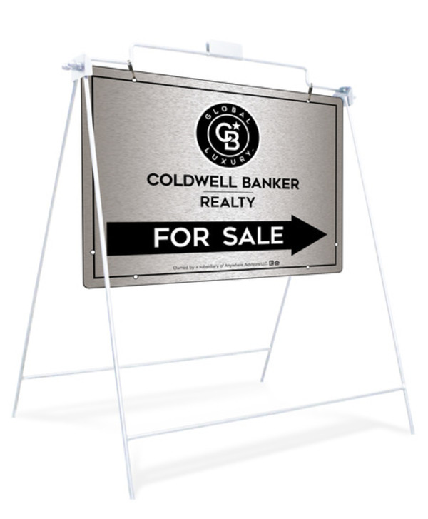 Swinging A-Frame and Office For Sale Sign Panel Unit, 18h x 24w, Brushed Aluminum Composite