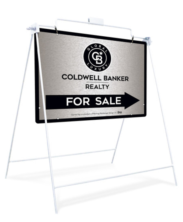 Swinging A-Frame and Office For Sale Sign Panel Unit, 18h x 24w, Brushed Aluminum Composite