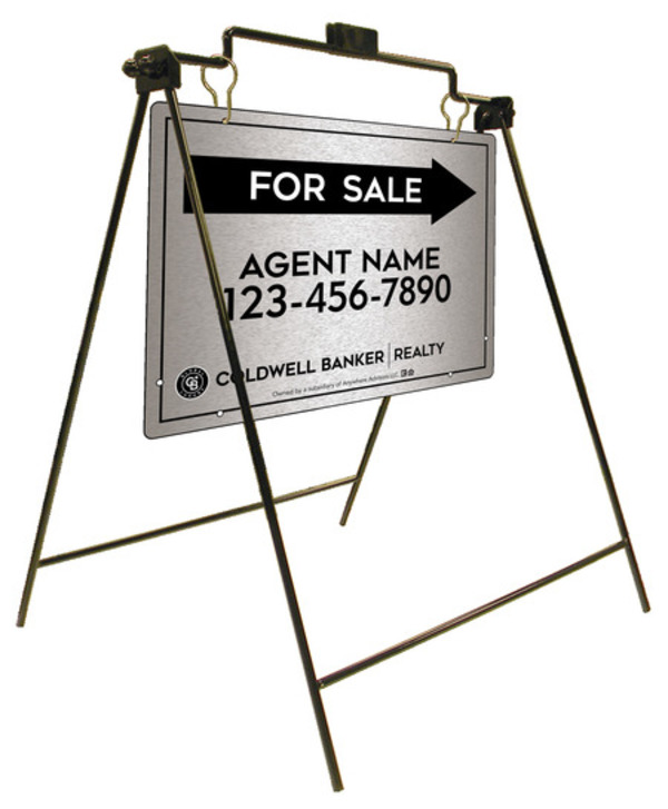 Swinging A-Frame and Agent For Sale Sign Panel Unit, 18h x 24w, Brushed Aluminum Composite