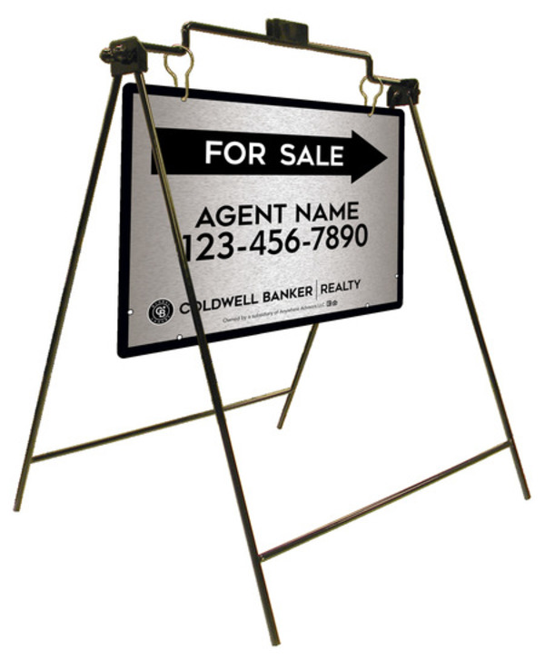 Swinging A-Frame and Agent For Sale Sign Panel Unit, 18h x 24w, Brushed Aluminum Composite