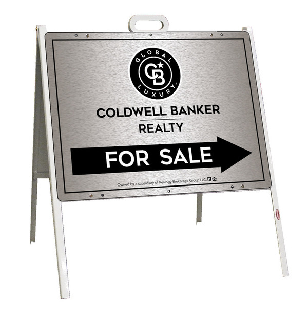 Angle Iron Frame and Office For Sale Sign Panel Unit, 18h x 24w, Brushed Aluminum Composite