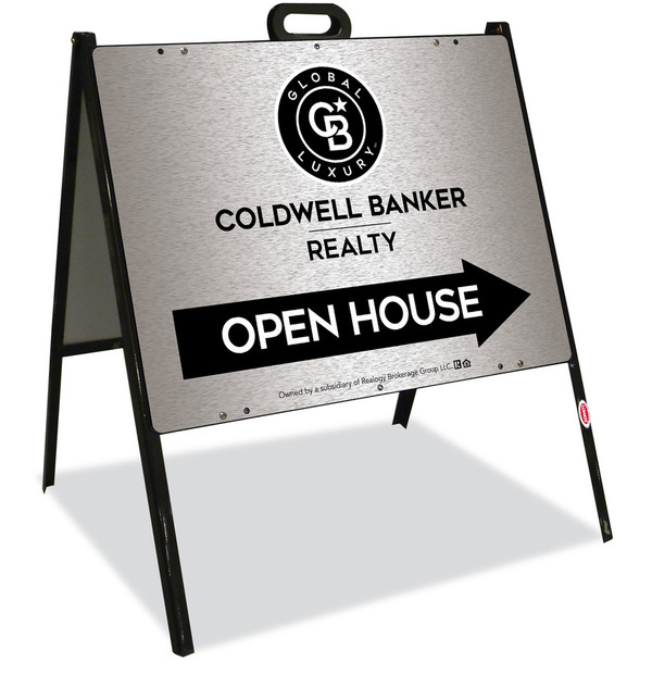 A-Frame and Office Open House Sign Panel Unit, 18h x 24w, Brushed Aluminum Composite