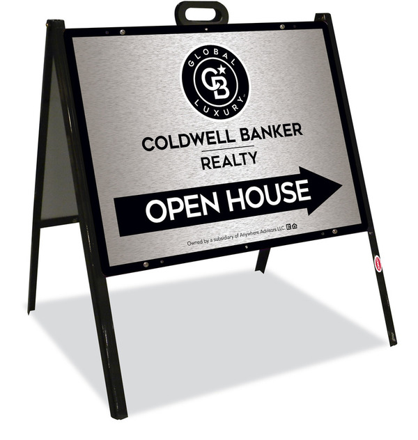 A-Frame and Office Open House Sign Panel Unit, 18h x 24w, Brushed Aluminum Composite