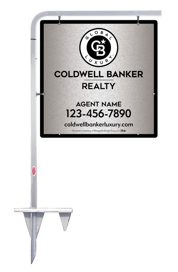 Tubular Stake and Agent Sign Panel Unit, 24h x 24w, Brushed Aluminum Composite