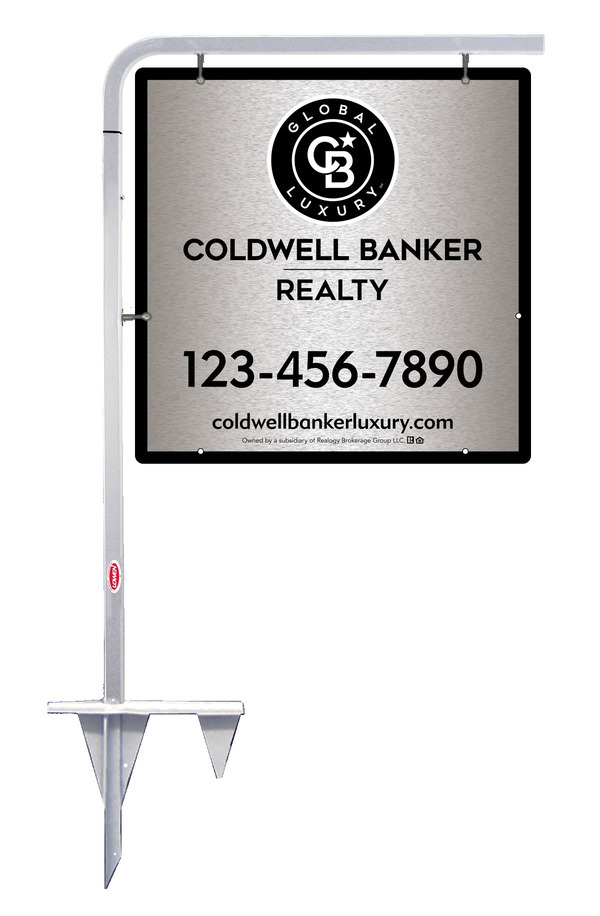 Tubular Stake and Office Sign Panel Unit, 24h x 24w, Brushed Aluminum Composite