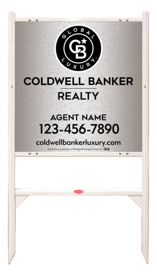 Angle Iron Frame and Agent Sign Panel Unit, 24h x 24w, Brushed Aluminum Composite