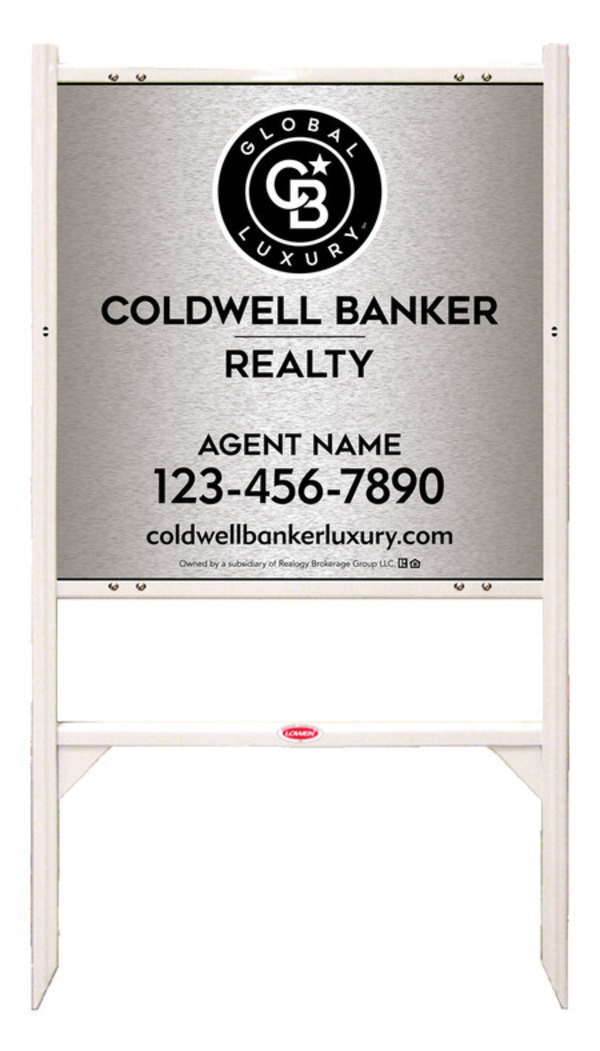 Angle Iron Frame and Agent Sign Panel Unit, 24h x 24w, Brushed Aluminum Composite