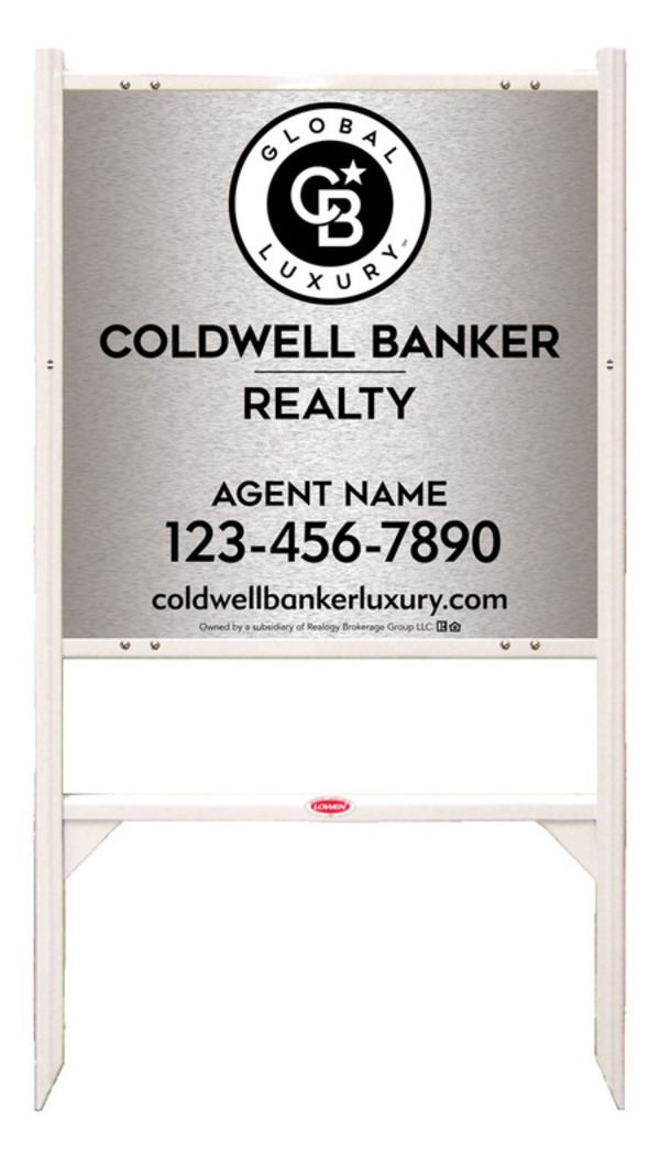 Angle Iron Frame and Agent Sign Panel Unit, 24h x 24w, Brushed Aluminum Composite