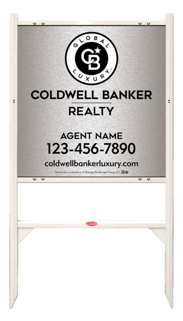 Angle Iron Frame and Agent Sign Panel Unit, 24h x 24w, Brushed Aluminum Composite
