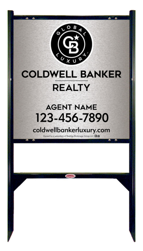 Angle Iron Frame and Agent Sign Panel Unit, 24h x 24w, Brushed Aluminum Composite