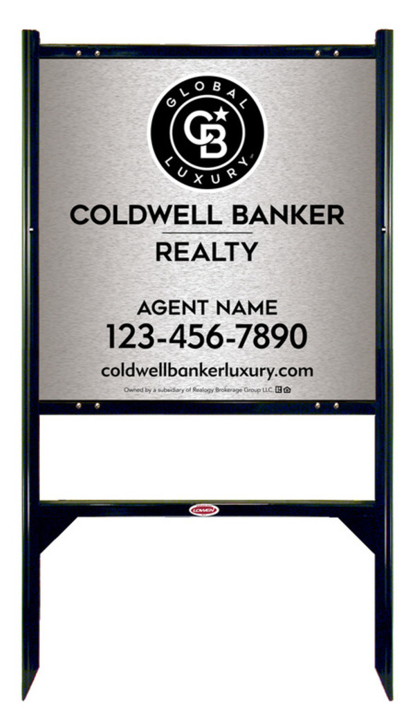 Angle Iron Frame and Agent Sign Panel Unit, 24h x 24w, Brushed Aluminum Composite