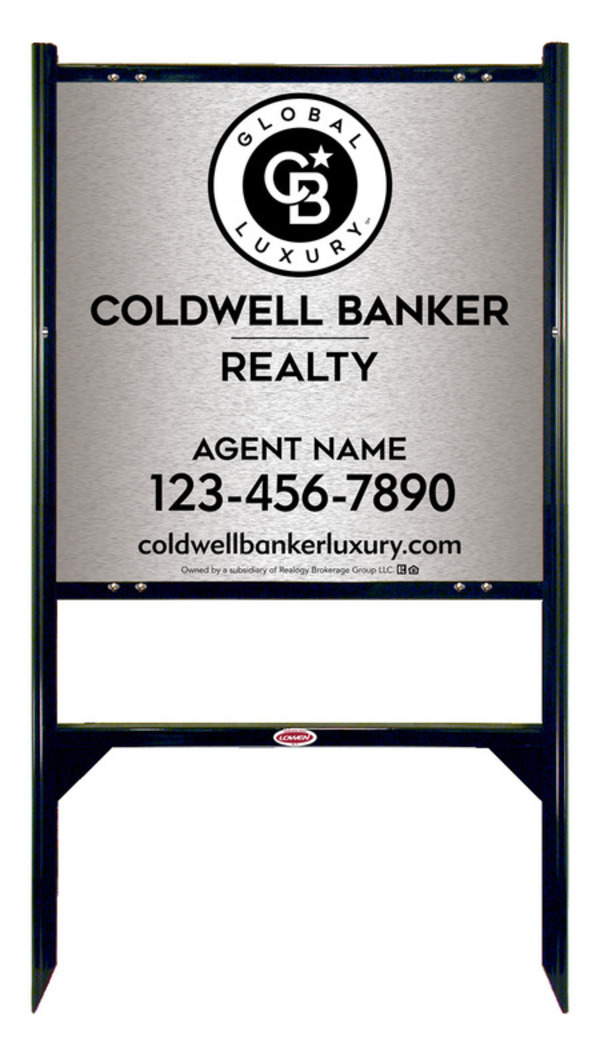 Angle Iron Frame and Agent Sign Panel Unit, 24h x 24w, Brushed Aluminum Composite