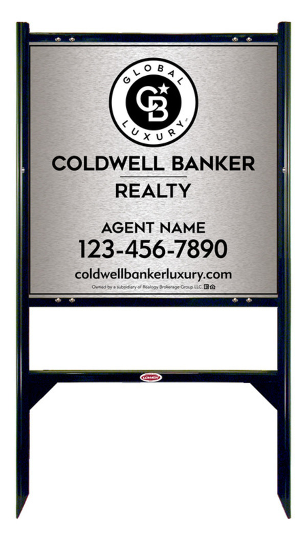 Angle Iron Frame and Agent Sign Panel Unit, 24h x 24w, Brushed Aluminum Composite