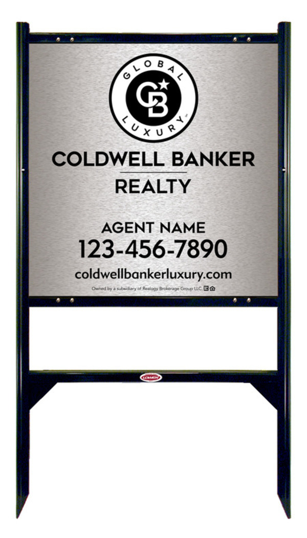 Angle Iron Frame and Agent Sign Panel Unit, 24h x 24w, Brushed Aluminum Composite