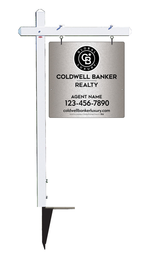Sign Post and Agent Panel Unit, 24h x 24w, Brushed Aluminum Composite