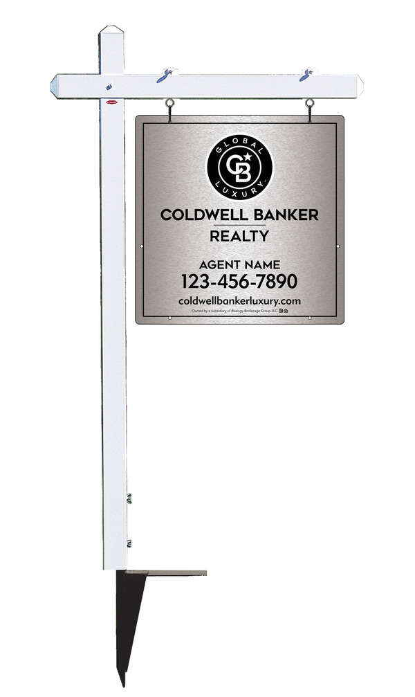 Sign Post and Agent Panel Unit, 24h x 24w, Brushed Aluminum Composite