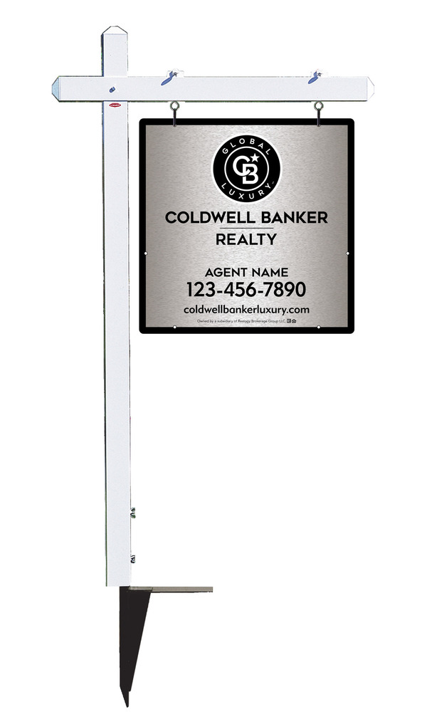 Sign Post and Agent Panel Unit, 24h x 24w, Brushed Aluminum Composite