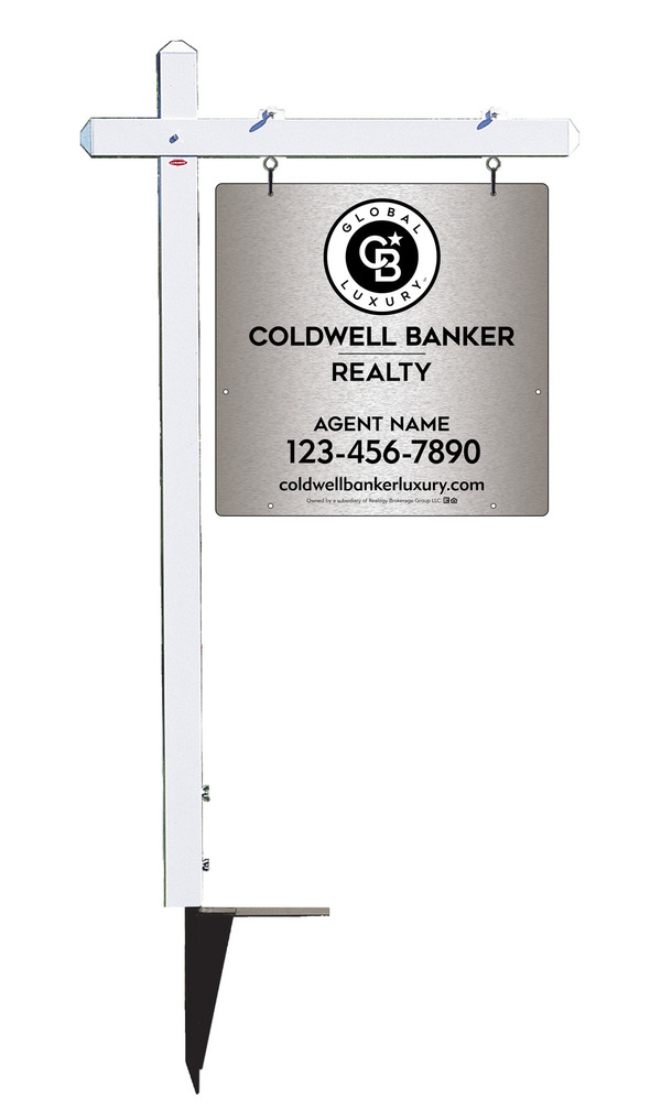 Sign Post and  Agent Panel Unit, 24h x 24w, Brushed Aluminum Composite