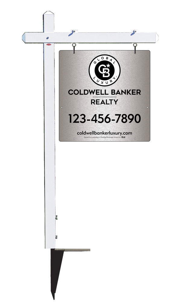 Sign Post and Office Sign Panel Unit, 24h x 24w, Brushed Aluminum Composite
