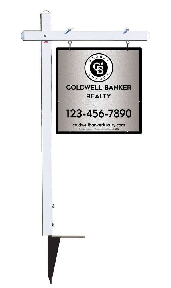 Sign Post and Office Sign Panel Unit, 24h x 24w, Brushed Aluminum Composite