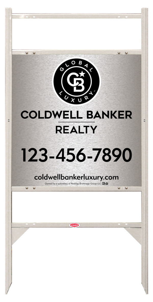 Angle Iron Frame w 2 Rider Inserts and Office Sign Panel Unit, 24h x 24w, Brushed Aluminum Composite