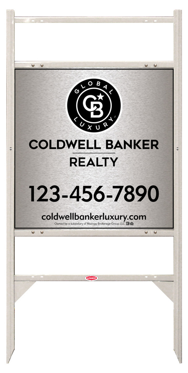 Angle Iron Frame w 2 Rider Inserts and Office Sign Panel Unit, 24h x 24w, Brushed Aluminum Composite