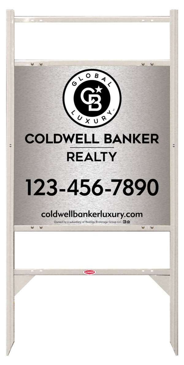 Angle Iron Frame w 2 Rider Inserts and Office Sign Panel Unit, 24h x 24w, Brushed Aluminum Composite