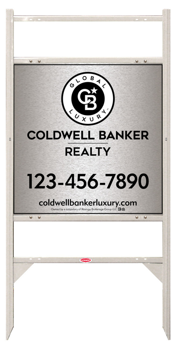 Angle Iron Frame w 2 Rider Inserts and Office Sign Panel Unit, 24h x 24w, Brushed Aluminum Composite