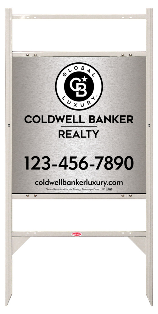 Angle Iron Frame w 2 Rider Inserts and Office Sign Panel Unit, 24h x 24w, Brushed Aluminum Composite