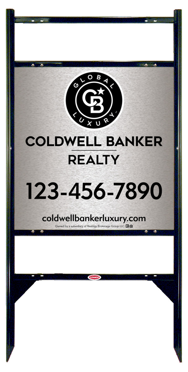 Angle Iron Frame w 2 Rider Inserts and Office Sign Panel Unit, 24h x 24w, Brushed Aluminum Composite