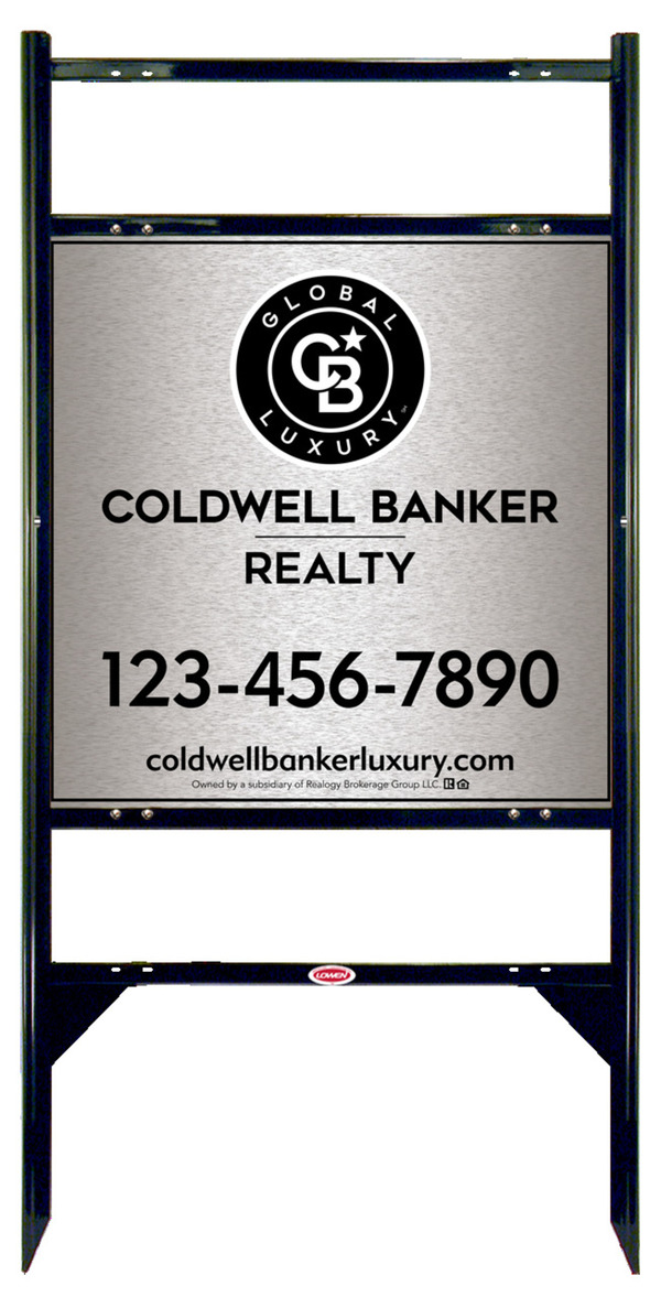 Angle Iron Frame w 2 Rider Inserts and Office Sign Panel Unit, 24h x 24w, Brushed Aluminum Composite